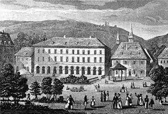 Historische tekening van het kuuroord Niederbronn