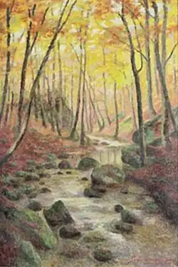 Herfstbos met beekje