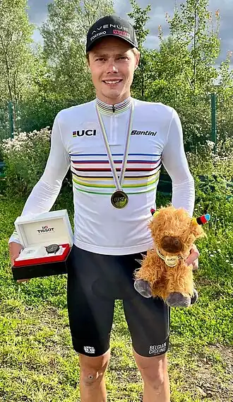 Guillaume Seye als Grandfondo wereldkampioen tijdrijden 2023 © Tiana Troch