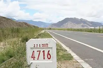 China National Highway 318 tussen Chushur en Tolung Dechen
