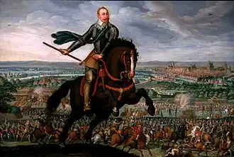 Gustaaf II Adolf van Zweden tijdens de Slag bij Breitenfeld