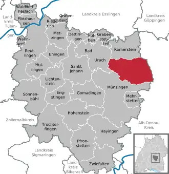 Kaart van Gutsbezirk Münsingen