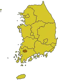 Kaart van Gwangju Gwangyeoksi