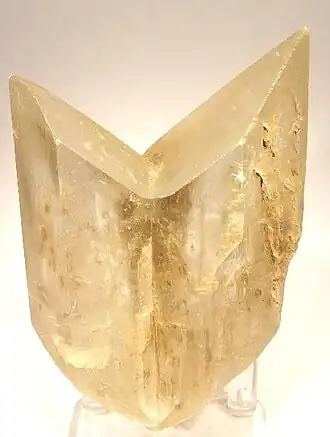 Gips-kristal met een tweeling.