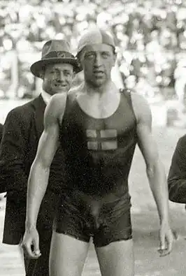 Håkan Malmrot tijdens de Olympische Zomerspelen van 1920 in Antwerpen, België.