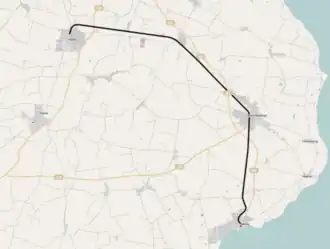 Spoorlijn Hårlev - Rødvig op de kaart