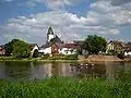 Gezicht op het dorp vanaf de Wezer