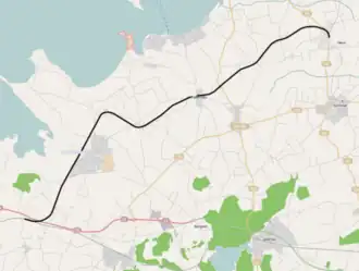 Spoorlijn Hørve - Værslev op de kaart