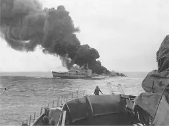 Ruim 1 uur na torpedering