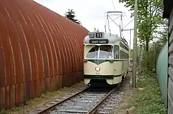PCC-car HTM 1024 bij de Electrische Museumtramlijn Amsterdam; 9 mei 2009.