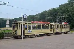 HTM 779 + 274 bij de Tramlijn Nederlands Openluchtmuseum te Arnhem; 24 juli 2021.