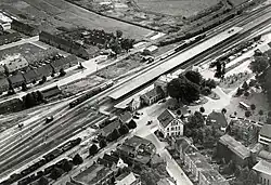 Luchtfoto van het station Meppel; 1 oktober 1947.