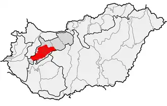 Locatie van Bacony in Hongarije