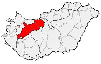 Locatie van Transdanubisch Middelgebergte in Hongarije