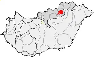 Locatie van Bükk in Hongarije