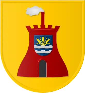 Het tweede voorgestelde wapen voor de gemeente Haarlemmermeer, uiteindelijk werd het water in het uiteindelijke wapen opgenomen