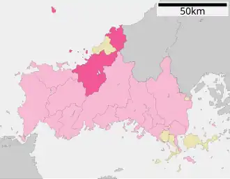 Situering van Hagi in de prefectuur Yamaguchi