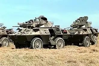 Door het Amerikaanse leger in beslag genomen pantserwagens anno 1994.