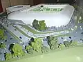 Een maquette van het stadion, foto gemaakt in december 2016.