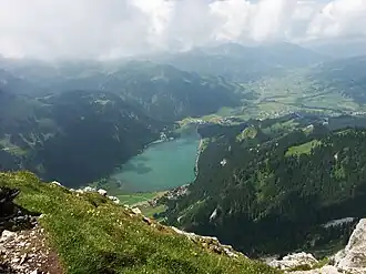 Blik op de Haldensee en het Tannheimer Tal