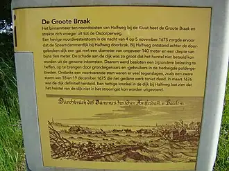 Herinnering aan de overstroming van 1675 bij de Groote Braak bij Halfweg