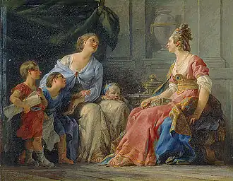 Cornelia, moeder van de Gracchi, door Noël Hallé, 1779 (Musée Fabre)