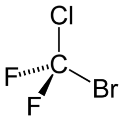 Structuurformule van broomchloordifluormethaan