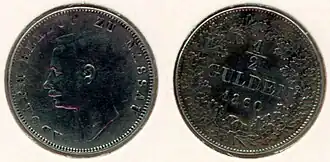 Halve gulden 1860 van Hertog Adolph van Nassau