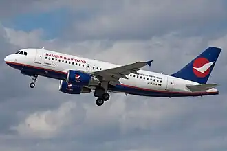 Een Airbus A319 van Hamburg Airways