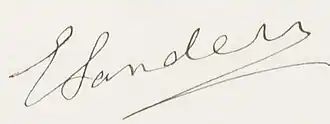 Handtekening van Eduard Sanders op de overlijdensakte van zijn eerste echtgenote, Leentje Sanders-Bollegraf. Van Eduard Sanders zijn geen portretfoto's bekend.