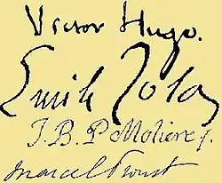 Handtekeningen van meerdere Franse auteurs