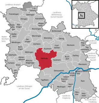 Kaart van Harburg (Zwaben)