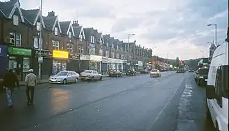 A58 op de Harehills Parade/ Roundhay Road in Leeds gezien richting Wetherby