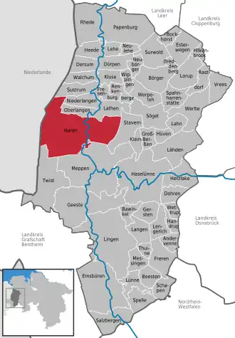 Kaart van Haren (Ems)