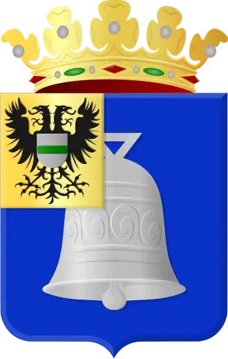 Wapen van de voormalige gemeente Haren, met het wapen van Groningen in het kanton