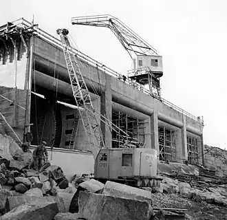 Overlaat van de centrale in aanbouw (omstreeks 1950)