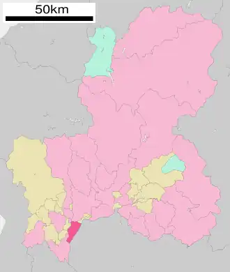 Situering van Hashima in de prefectuur Gifu