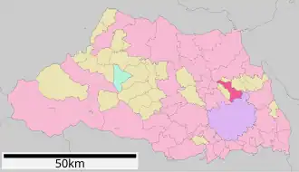 Situering van Hasuda in de prefectuur Saitama