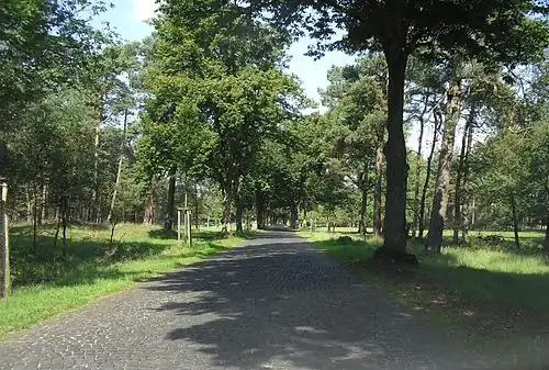 Weg van Haustenbeck naar Augustdorf in het militaire gebied