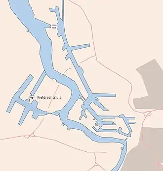 Situering van Kieldrechtsluis in de haven