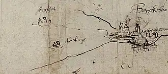 Havezate Fokkinck ('Fockings') op een kaart uit 1627