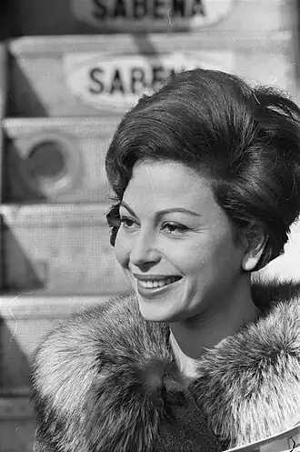 Haya Harareet komt aan op Schiphol voor de Nederlandse première van Ben Hur