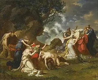 Hecuba Discovering the Body of Her Son Polydorus door Charles Meynier