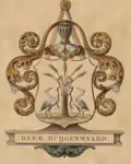 Het wapen van het waterschap Heerhugowaard op een kaart van C.K. Visscher uit 1631