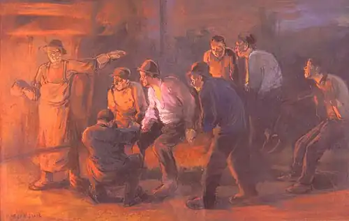 Hoogovenarbeiders "Giessprobe"