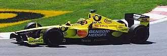 Heinz-Harald Frentzen in actie voor Jordan, Grand Prix van Canada 2001