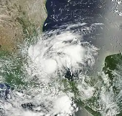 Foto of weerkaart van orkaan