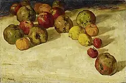 Stilleven met appels en citroenen