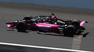 Hélio Castroneves in de auto van Meyer Shank Racing tijdens de Indianapolis 500 in 2021