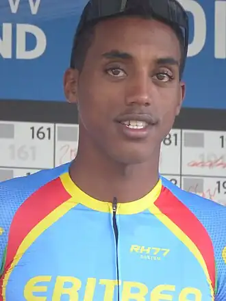 Mulubrhan bij de WK op de weg, 2023.